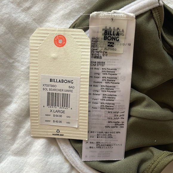 Green billabong bikini top nwt - Picture 2 of 2